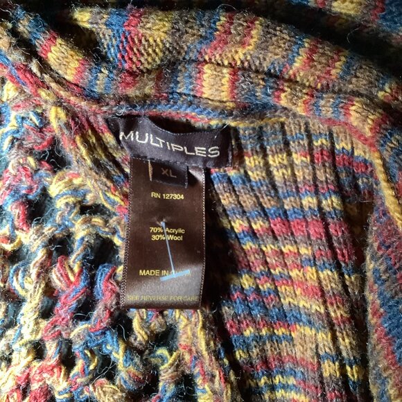 Boho Open Front Cardigan Duster Crochet Back Fall Cozy Sweater Multicolor - Picture 5 of 5